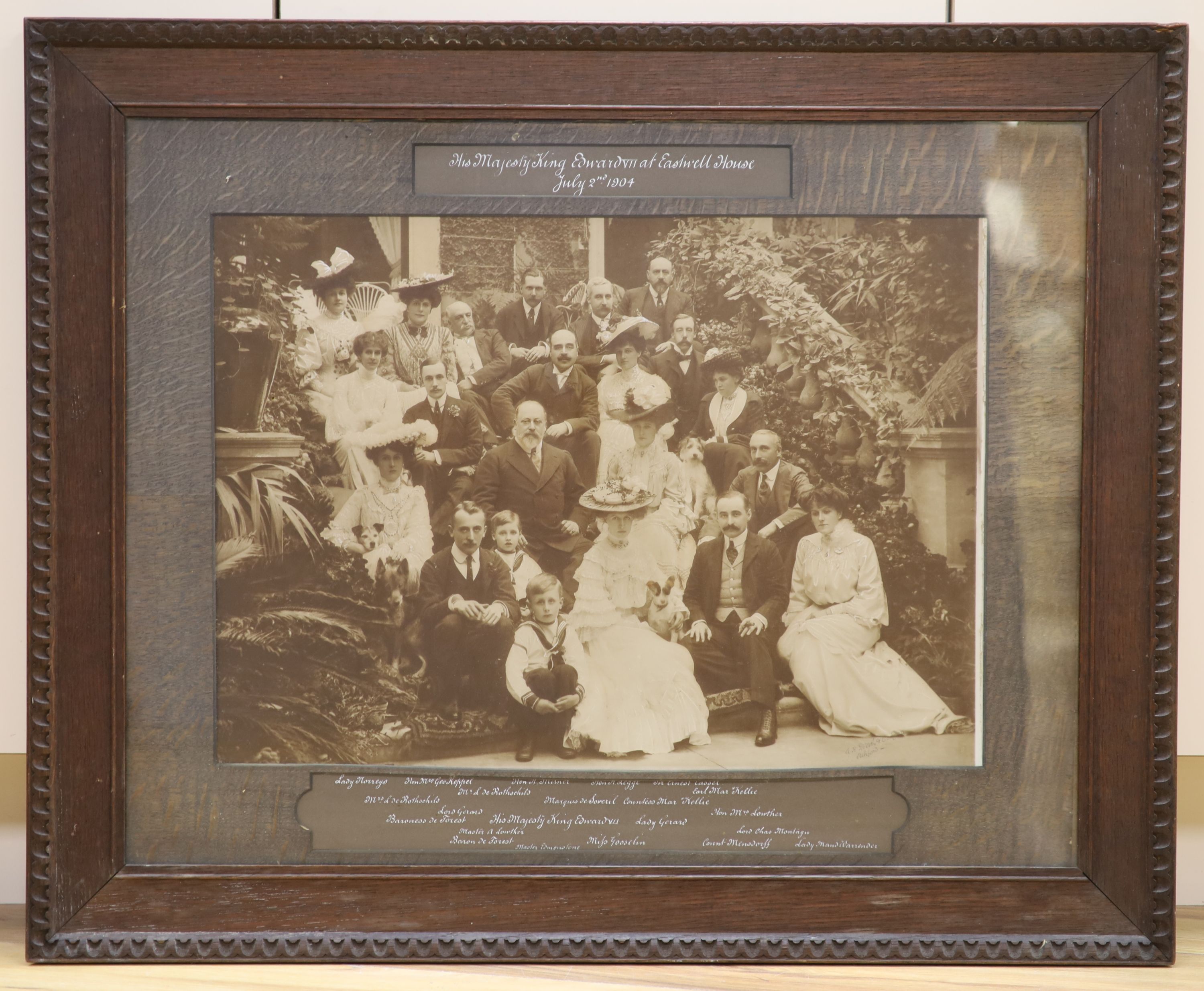 A black and white photograph of King Edward VII at a house party at Eastwell House, July 2nd 1904, by A.H. Death and Garden, Ashford,